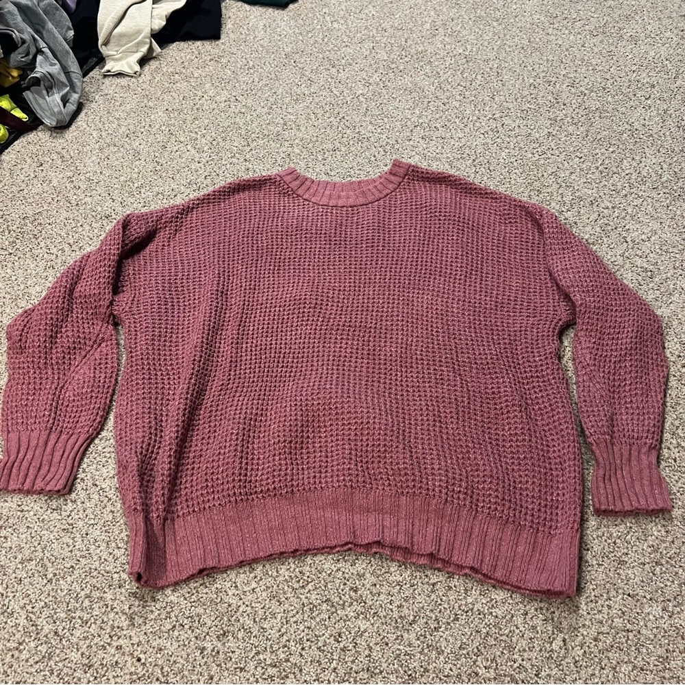American Eagle Outfitters Pink Crew Neck Sweater Chunky Knit